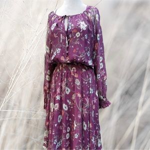 Pepe Jeans Floral Long Sleeve Dress - Purple
